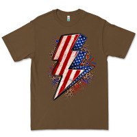 Cacao leopard american flag lightning bolt Premium Tee - Zillion Design Studio