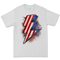 Dove Grey leopard american flag lightning bolt Premium Tee - Zillion Design Studio