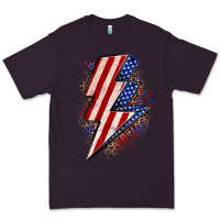 Plum leopard american flag lightning bolt Premium Tee - Zillion Design Studio