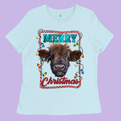 Ladies Tee Merry Christmas Calf
