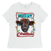 White Merry Christmas Calf Ladies Tee - RanaPortraitStore