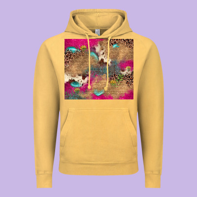 Pink Glitter Leopard Sunflower Gemstone Vintage Hoodie Designed By Jahusdesignshop