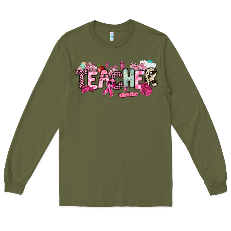 Cancer Awareness Teacher Long Sleeve Tee by NancyCooperArtShop | Teevron