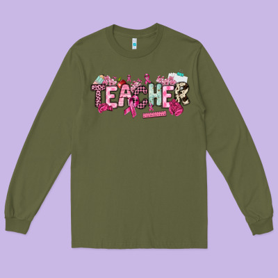 Cancer Awareness Teacher Long Sleeve Tee Designed By Nancycooperartshop