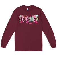 Burgundy cancer awareness teacher Long Sleeve Tee - NancyCooperArtShop