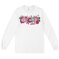 White cancer awareness teacher Long Sleeve Tee - NancyCooperArtShop