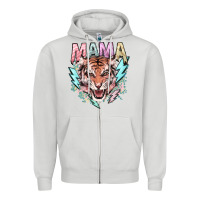Dove Grey mama tiger lightning bolt Zipper Hoodie - NancyCooperArtShop