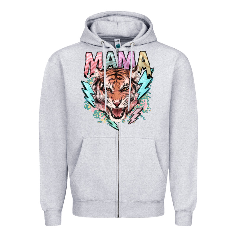 Mama Tiger Lightning Bolt Zipper Hoodie by NancyCooperArtShop | Teevron