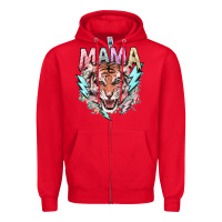 Red mama tiger lightning bolt Zipper Hoodie - NancyCooperArtShop
