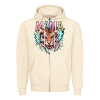 Sandshell mama tiger lightning bolt Zipper Hoodie - NancyCooperArtShop