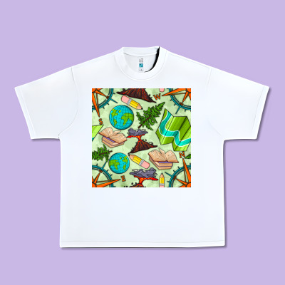 Geography Class Seamless Pattern Urban Heavy Tee Designed By Bundleandbundleshop