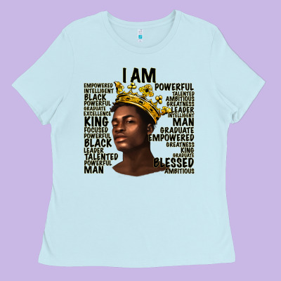 Ladies Tee afro man black king i am