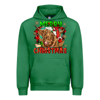 Emerald merry christmas cow Urban Hoodie - CowGirlArtShop