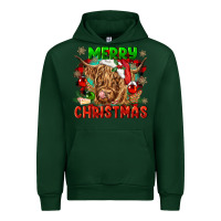 Forest Green merry christmas cow Urban Hoodie - CowGirlArtShop