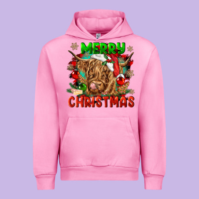 Merry Christmas Cow Urban Hoodie Designed By Cowgirlartshop