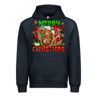 Navy merry christmas cow Urban Hoodie - CowGirlArtShop