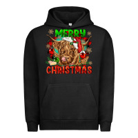 Pigment Black merry christmas cow Urban Hoodie - CowGirlArtShop
