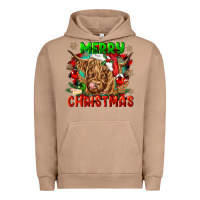 Pigment Burro merry christmas cow Urban Hoodie - CowGirlArtShop