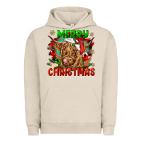 Pigment French Oak merry christmas cow Urban Hoodie - CowGirlArtShop