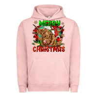 Pigment Salmon merry christmas cow Urban Hoodie - CowGirlArtShop