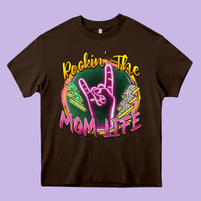 Rockin' The Mom Life Heavy Core Tee Designed By Zillion Design Studio