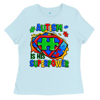 Baby Blue autism is his superpower ripped Ladies Tee - Zillion Design Studio