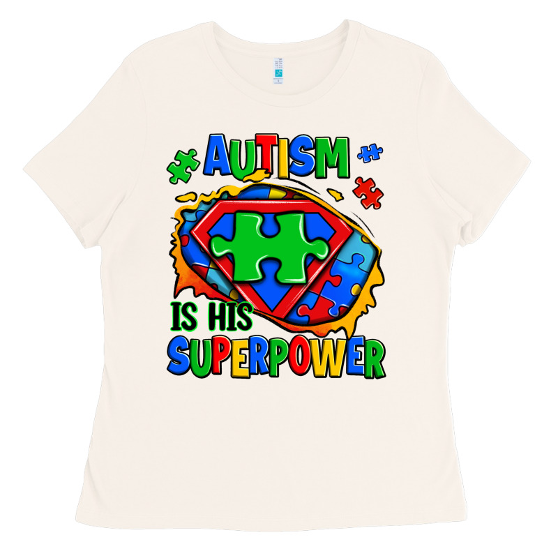 Autism Is His Superpower Ripped Ladies Tee by Zillion Design Studio | Teevron