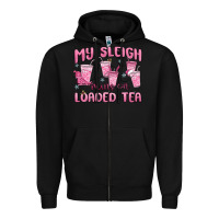 Black my sleigh runs on loaded tea Zipper Hoodie - MaliasSmallBusiness