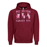Burgundy my sleigh runs on loaded tea Zipper Hoodie - MaliasSmallBusiness