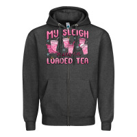 Charcoal Heather my sleigh runs on loaded tea Zipper Hoodie - MaliasSmallBusiness