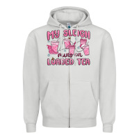 Dove Grey my sleigh runs on loaded tea Zipper Hoodie - MaliasSmallBusiness