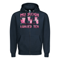Navy my sleigh runs on loaded tea Zipper Hoodie - MaliasSmallBusiness