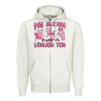 Oatmeal Heather my sleigh runs on loaded tea Zipper Hoodie - MaliasSmallBusiness
