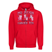 Red my sleigh runs on loaded tea Zipper Hoodie - MaliasSmallBusiness