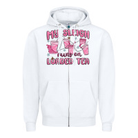 White my sleigh runs on loaded tea Zipper Hoodie - MaliasSmallBusiness