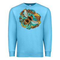Ocean Blue leopard honeycomb with bee Premium Sweatshirt - Artiststas
