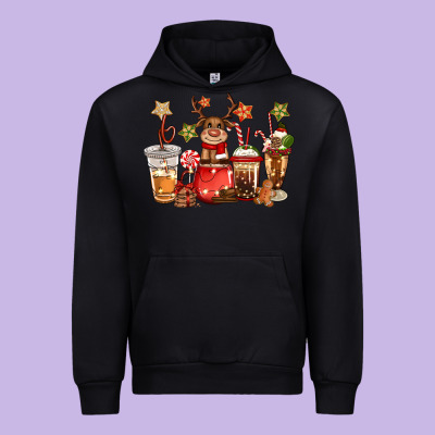 Christmas Reindeer Coffee Urban Hoodie Designed By Cowgirlartshop