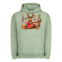 Pigment Oil Green christmas reindeer coffee Urban Hoodie - CowGirlArtShop