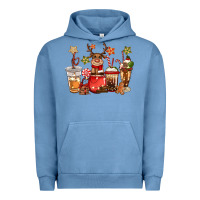 Pigment Pebble Blue christmas reindeer coffee Urban Hoodie - CowGirlArtShop