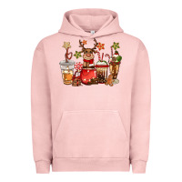 Pigment Salmon christmas reindeer coffee Urban Hoodie - CowGirlArtShop