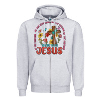 Heather Grey in the waiting there was jesus Zipper Hoodie - MaliasSmallBusiness