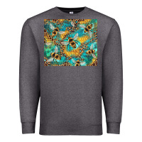 Charcoal Heather honeycomb and bees with leopard Premium Sweatshirt - Artiststas