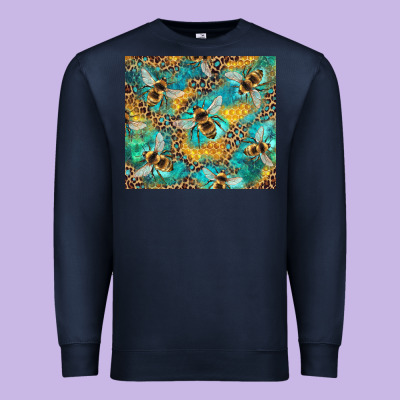 Honeycomb And Bees With Leopard Premium Sweatshirt Designed By Artiststas