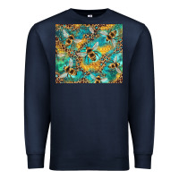 Navy honeycomb and bees with leopard Premium Sweatshirt - Artiststas