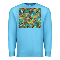 Ocean Blue honeycomb and bees with leopard Premium Sweatshirt - Artiststas