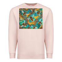 Pale Pink honeycomb and bees with leopard Premium Sweatshirt - Artiststas