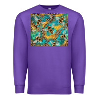Purple honeycomb and bees with leopard Premium Sweatshirt - Artiststas