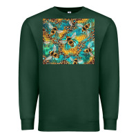 Sports Green honeycomb and bees with leopard Premium Sweatshirt - Artiststas