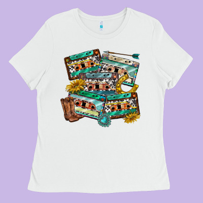 Ladies Tee 90s country casette tapes