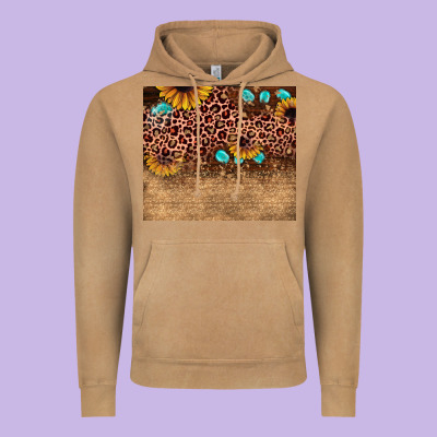 Leopard Glitter Sunflower Gemstone Vintage Hoodie Designed By Jahusdesignshop